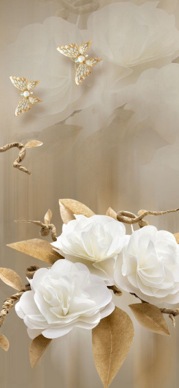 Melu Vazquez On Flowers Wallpaper Cream Colour