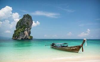 Nature Landscape Rock Island Boat Sea Sand Thailand