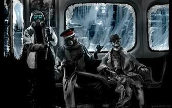 Urban Gas Masks Skeletons Digital Art Romantically Apocalyptic Vitaly