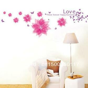 70cm Flower Wall Sticker Butterfly Stickers Wallpaper Decor Decals