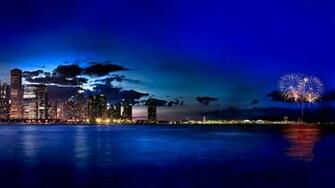 Navy Pier Fireworks From Adler Planetarium In Chicago Illinois