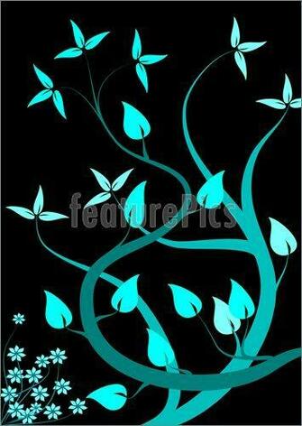 Cyan Abstract Floral Background Illustration Royalty Vector At