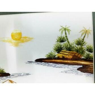 Vietnam Handmade Needlepoint Embroidery Picture Countryside Landscape