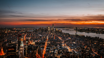 Wallpaper 4k New York Night City Skyline Sky Dusk Sunset