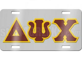 Delta Psi Chi License Plate Description Chrome Mirrored