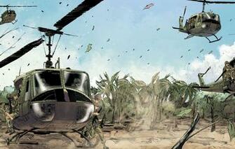 Wallpaper Palm Trees Figure Helicopters Vietnam Landing
