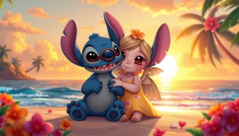 Stitch And Angel Couple Wallpaper