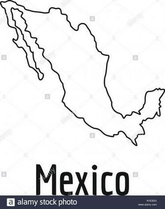 Us Map Mexico Stock Photos Image Thin Line Simple