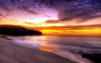 Beautiful Sunset On Beach Landscape Desktop Wallpaper HD