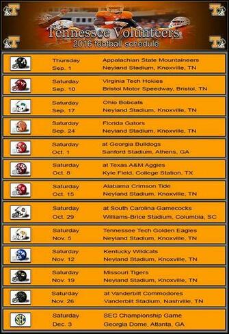 Tennessee Vols Football Schedule Stuff
