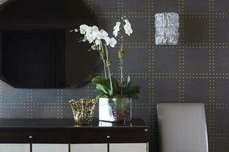 Phillip Jeffries Rivets Wallpaper Gray Brass Trim Two Tone