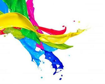 Pour Paint Colored Splash Yellow Green Pink Blue Pattern