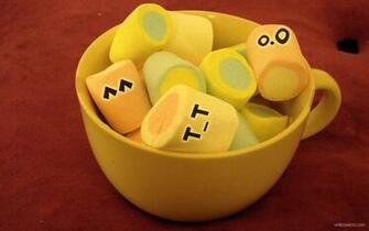 Marshmallows With Smiley Faces Widescreen Wallpaper