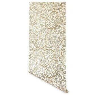 Hygge West Petal Pusher Wallpaper In White Gold Designed By