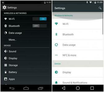Android Kitkat Vs L A Visual Comparison