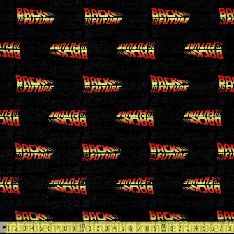 Back To The Future Movie Logo Korean Woven Fabric Black Sewing
