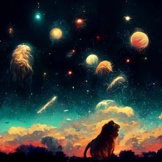 Galaxy Lion Background Wallpaper