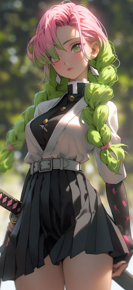 Demon Slayer Mitsuri Kanroji With Katana Wallpaper