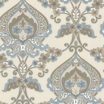 Ashbury Aqua Paisley Damask Wallpaper Contemporary By