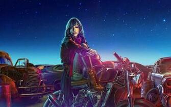 Girl Biker Art Wallpaper