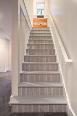 Fun Use Of Wallpaper The Vertical Trees Climb Staircase