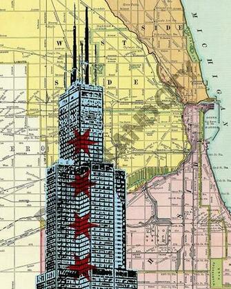 Amazon Chicago Willis Tower Sears Street Map Background