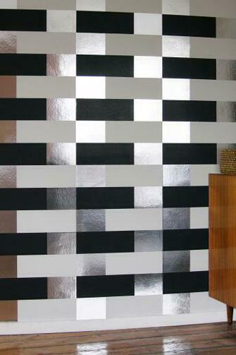 Block Wallpaper Black White Silver Monument Interiors
