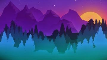 Sunset Digital Art Mountains And Forest Wallpaper HD Image
