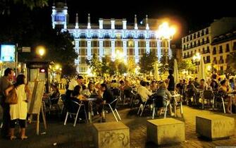 Open Air Restaurant Santa Ana In Madrid City Wallpaper