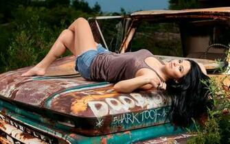 Hot Girl With Classic Car HD Wallpaper Res
