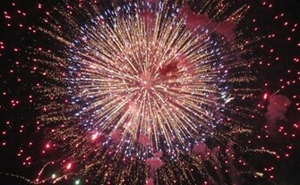 Fourth Of July Fireworks And American Flag Royalty Stock Photo