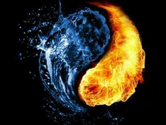 Ying Yang Fire Water Skulls And Cool Wallpaper