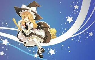 Wallpaper Flight Witch Broom Stars Touhou Ruffles Kirisame