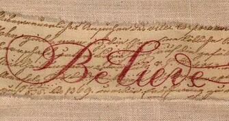 Muslin Christmas Believe With French Script Background Vintage