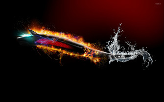 Flaming Wolf From Water Wallpaper