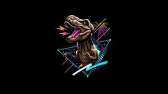 Tyrannosaurus Rex Dinosaur Retrowave 1440p Resolution