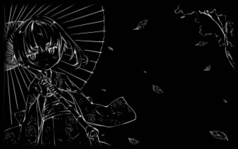 Cute Black And White Aesthetic Anime Girl Umbrella