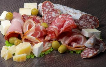 Wallpaper Greens Cheese Olives Sausage Bacon Cuts Image For