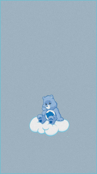 Cute Aesthetic Cartoon Grumpy Bear Wallpaper