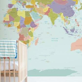 World Map Wallpaper Mural For Kids Room