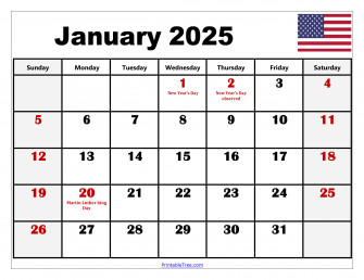 January Calendar Printable Pdf Template With Holidays Wallpaper
