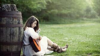 Girl Playing With Guitar Wallpaper Daily Background In HD
