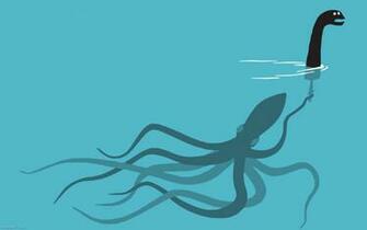 Squid Loch Ness Monster Pixels Wallpaper