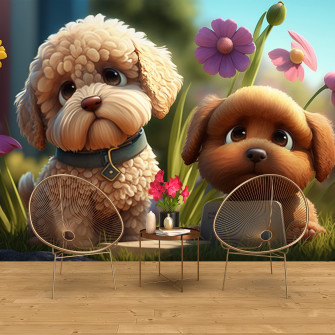 Dekoros Cute Baby Dogs Wallpaper For Kids Room Playroom And