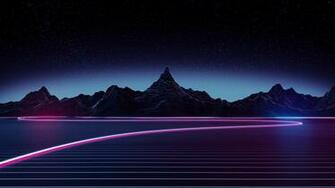 Wallpaper 4k Highway Retrowave Abstract
