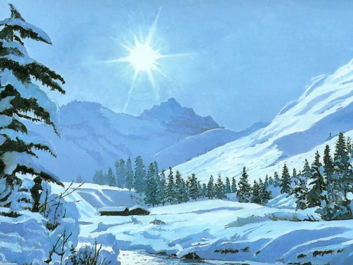 Christmas Winter Scene Computer Wallpaper