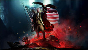 A Man Holding An American Flag And Eagle Wallpaper