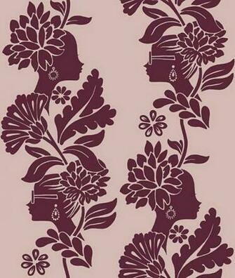 Damask Ladies Contemporary Wallpaper