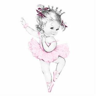 Vintage Pink Ballerina Princess Baby Girl Shower Cut Outs
