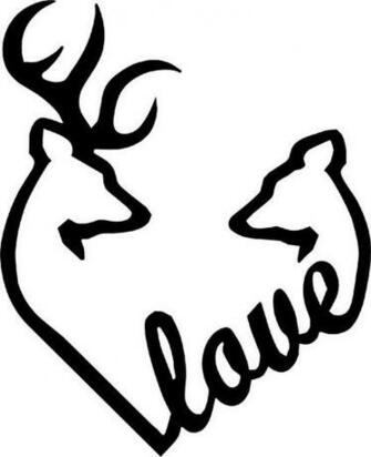 Browning Buck And Doe Love Heart Vinyl Decal Sticker